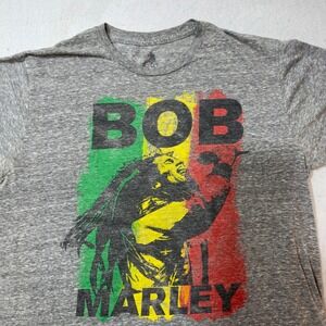 Zion Rootswear Bob Marley Graphic T-Shirt Grey Heather Rasta Reggae Mens Large